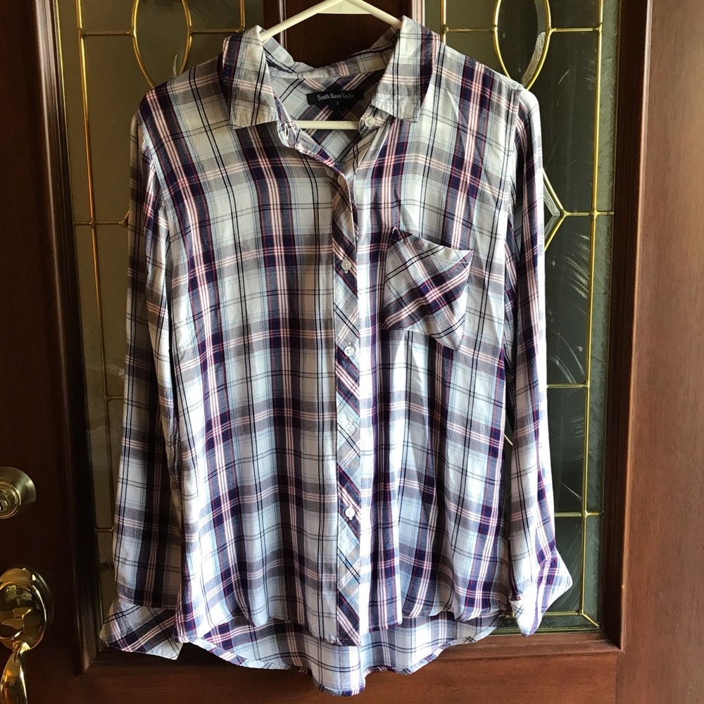 South Moon Under Grunge 90's Style Purple & Red Plaid Buttondown Shirt Size